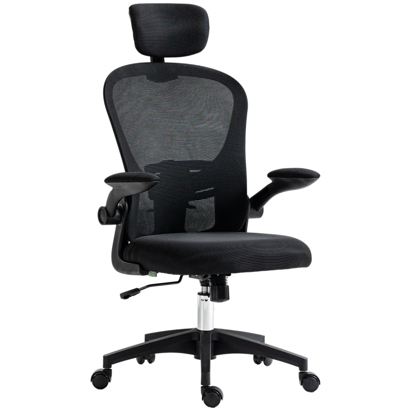 Multi-Adjustable Office Chair, Lumbar Support Headrest Mesh Back - Black