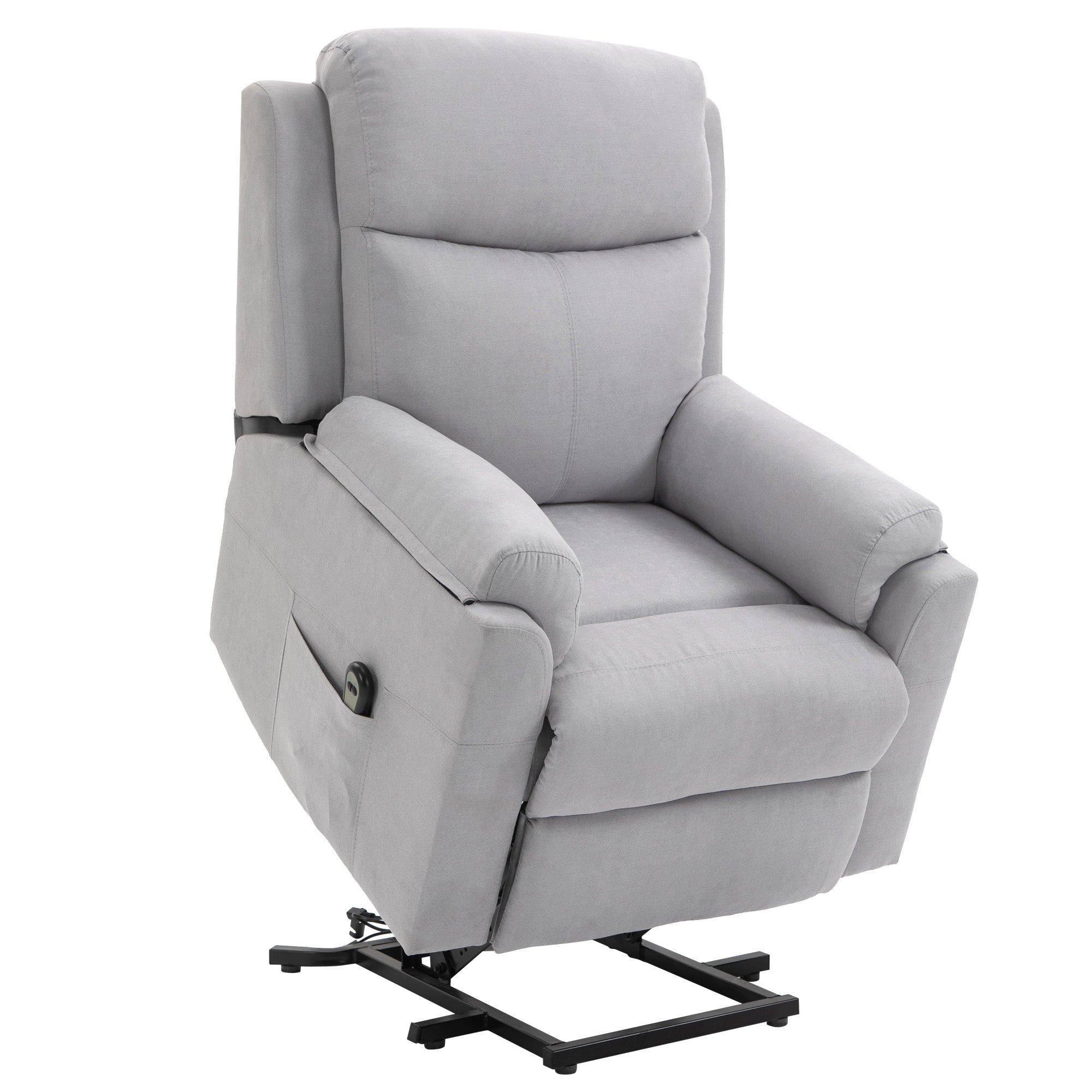 Electric Lift Chair, Reclining Function Comfortable Aid for Seniors, Linen-Touch Light Grey