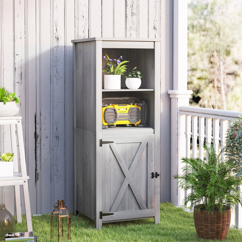 Wooden Garden Shed, Weatherproof, Lockable with Shelves, Light Gray
