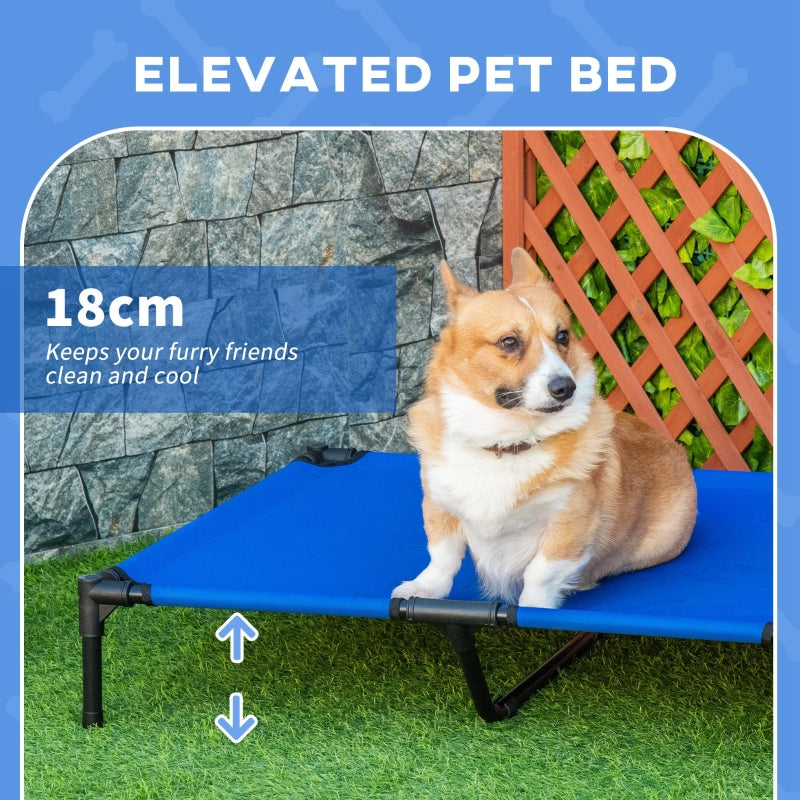 Raised Dog Bed Elevated Portable Camping with Metal Frame Blue