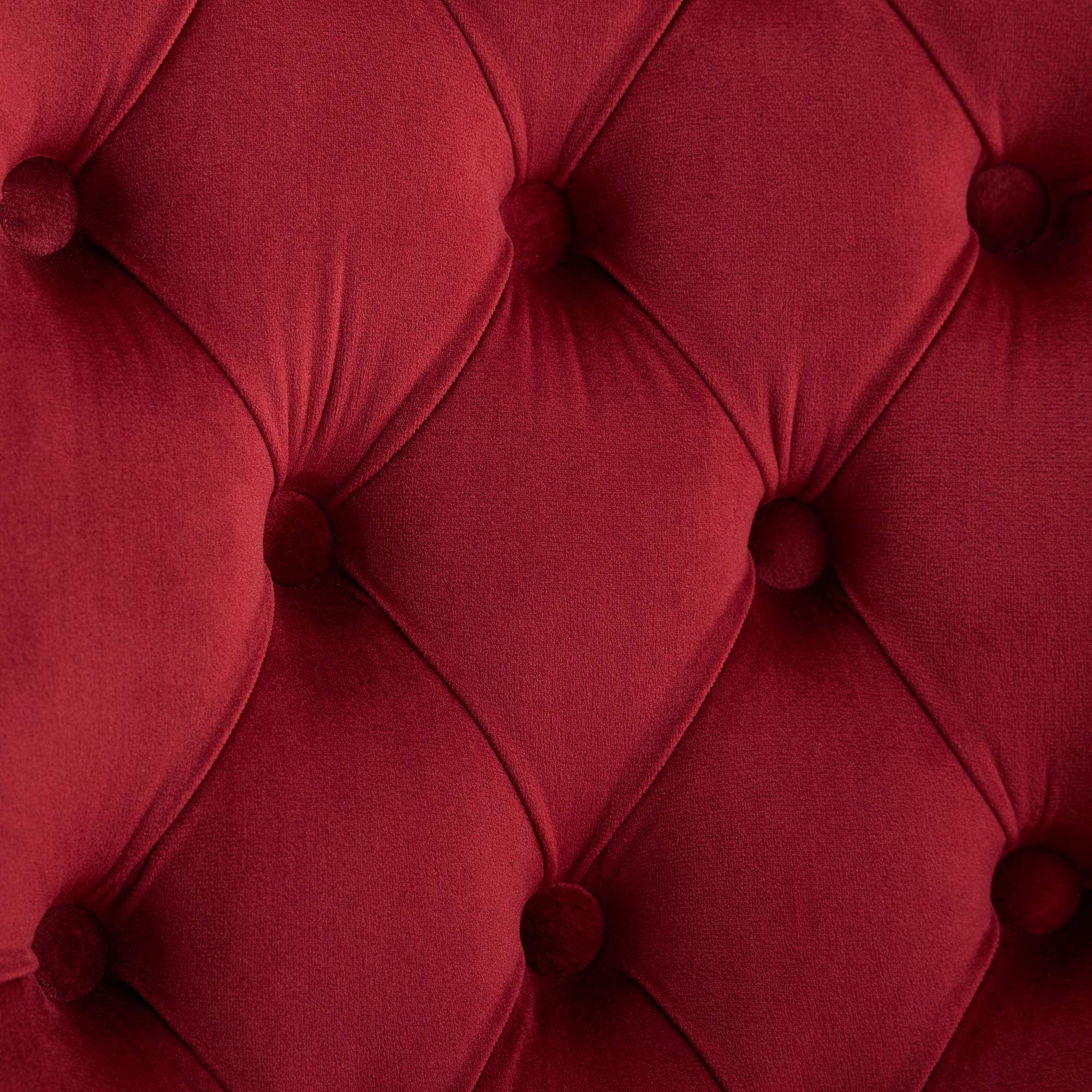 Classic Velvet Dining Chairs, Tufted Solid Wood Set of 2, Wine Red Velvet