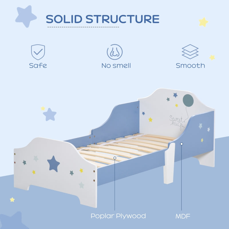 Toddler Bed Frame with Safe Guardrails Low Junior Blue