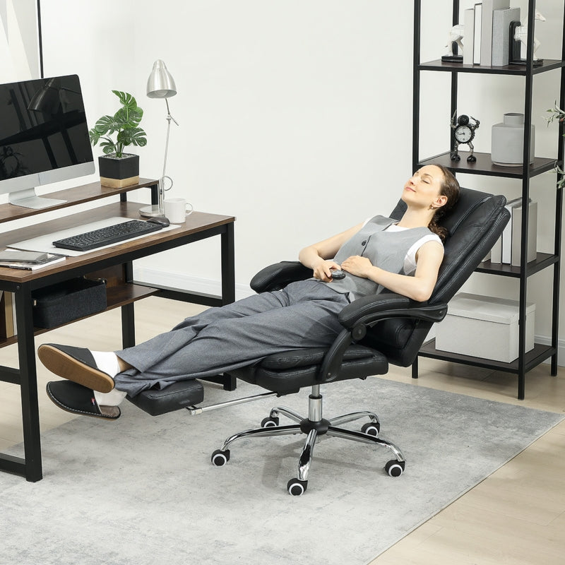 Vinsetto Massage Office Chair, Footrest, Height-Adjustable, Black