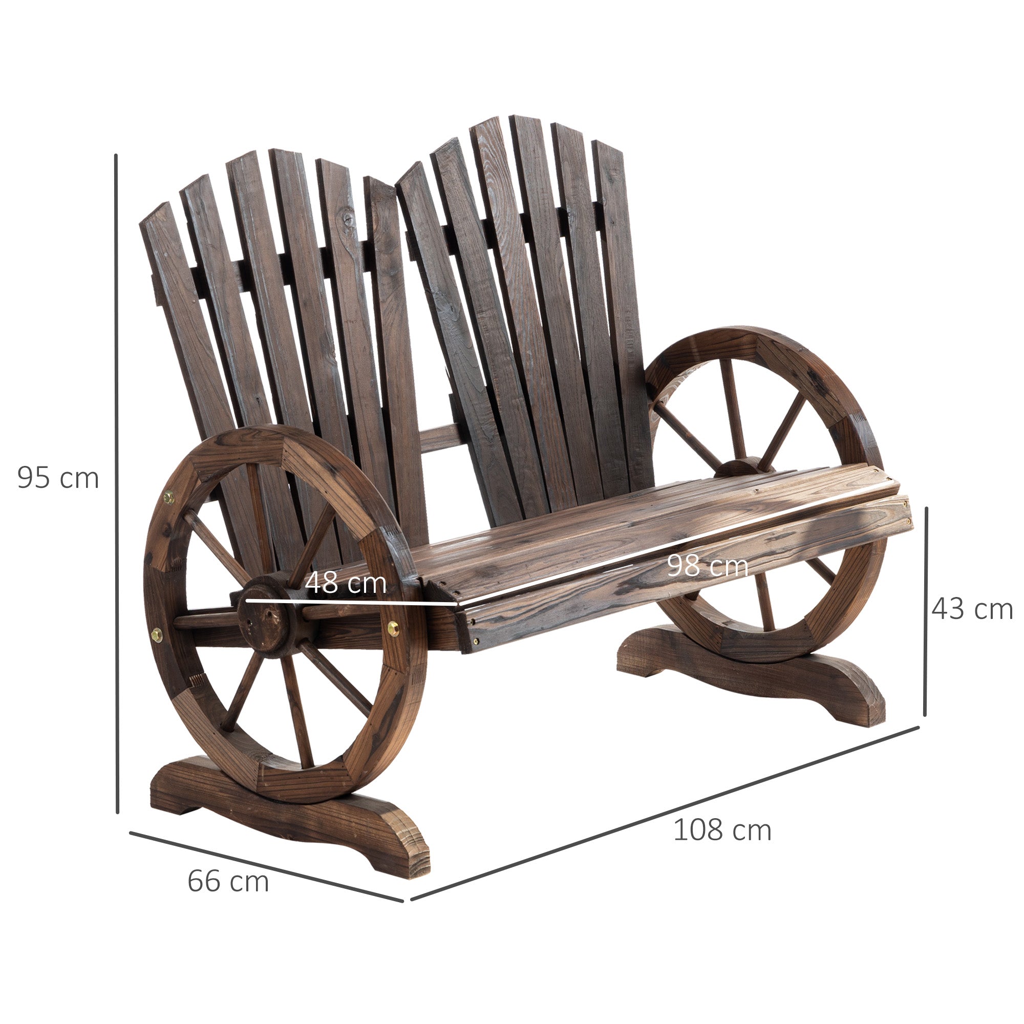 Garden Bench with Armrests, Solid Wood, Dark Brown