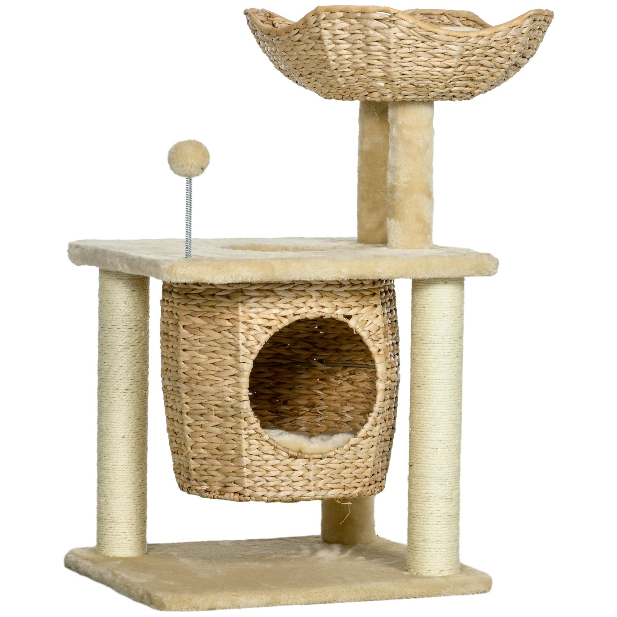 Cat Scratching Post, 74 cm Cat Tree with Cave, Beige