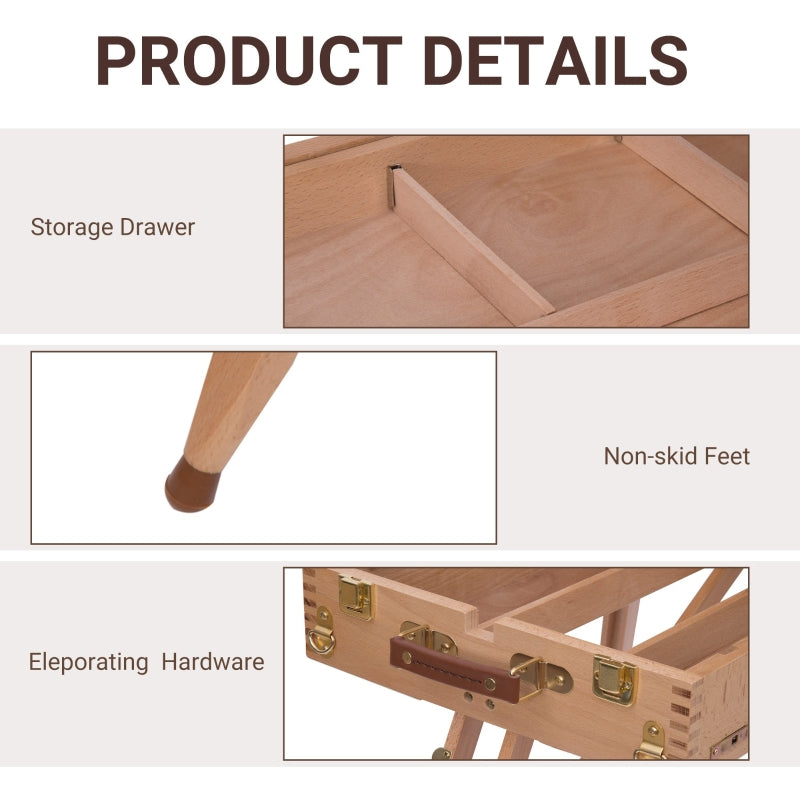 Wooden Art Easel, Portable Folding Tripod Drawing Board, Natural Wood