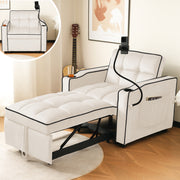 3-in-1 Pull-Out Single Sofa Bed with Cup & Phone Holders, for Small Spaces
