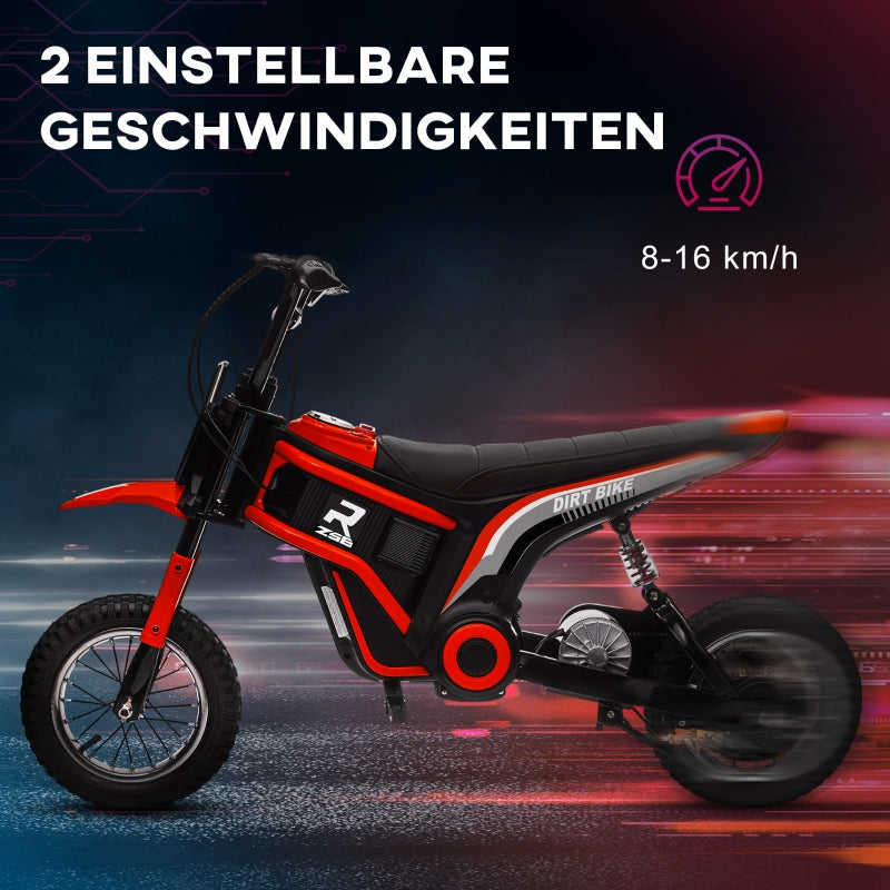 Electric Motorcycle for Kids, 24V with Horn, Light, 8-16 km/h, Red