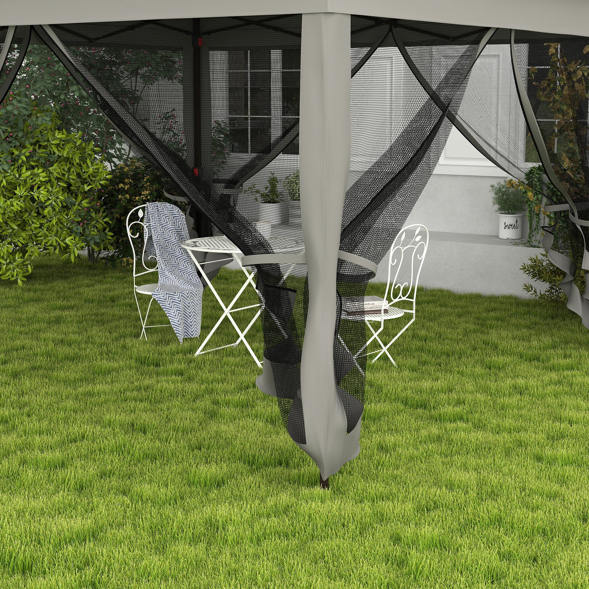 3 x 3(m) Pop Up Gazebo, Double-roof with Netting, Dark Grey