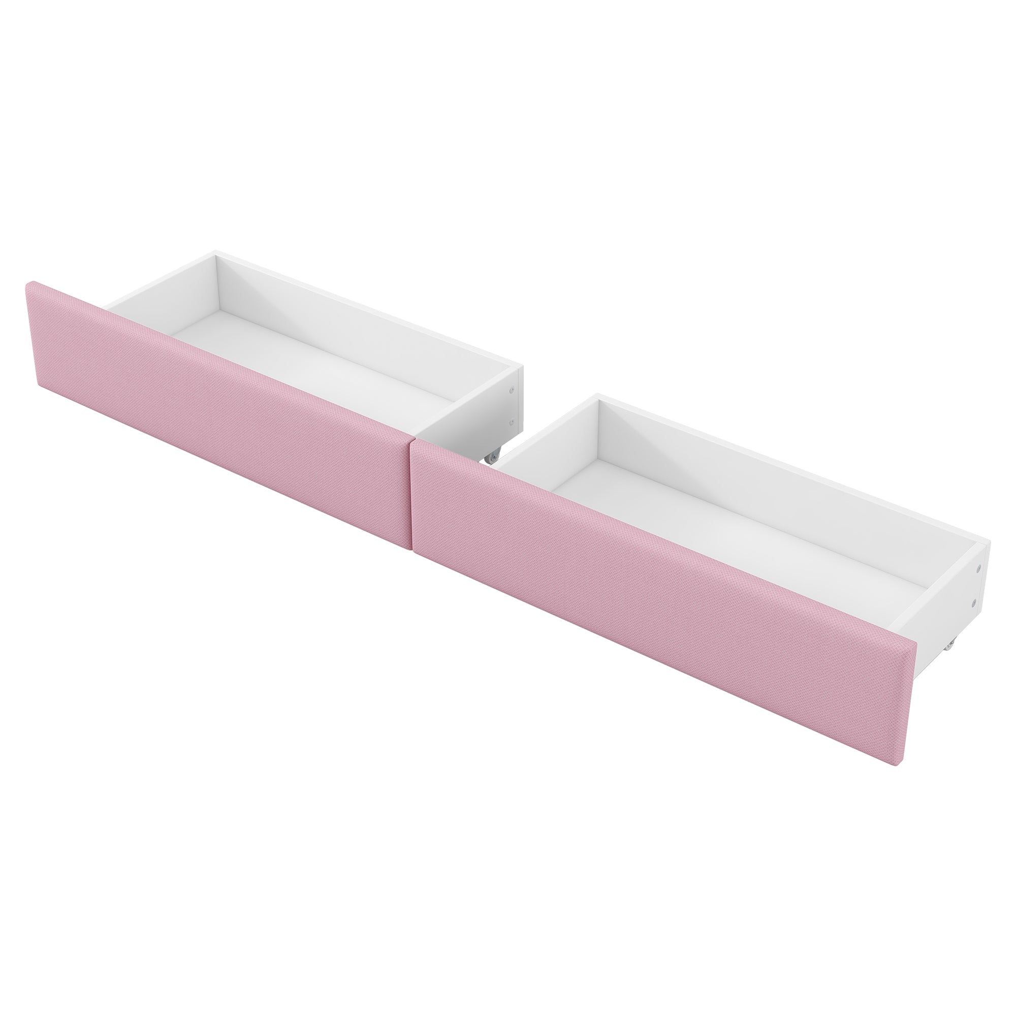 Upholstered Daybed 90x200cm USB LED Desk 2 Drawers - Pink