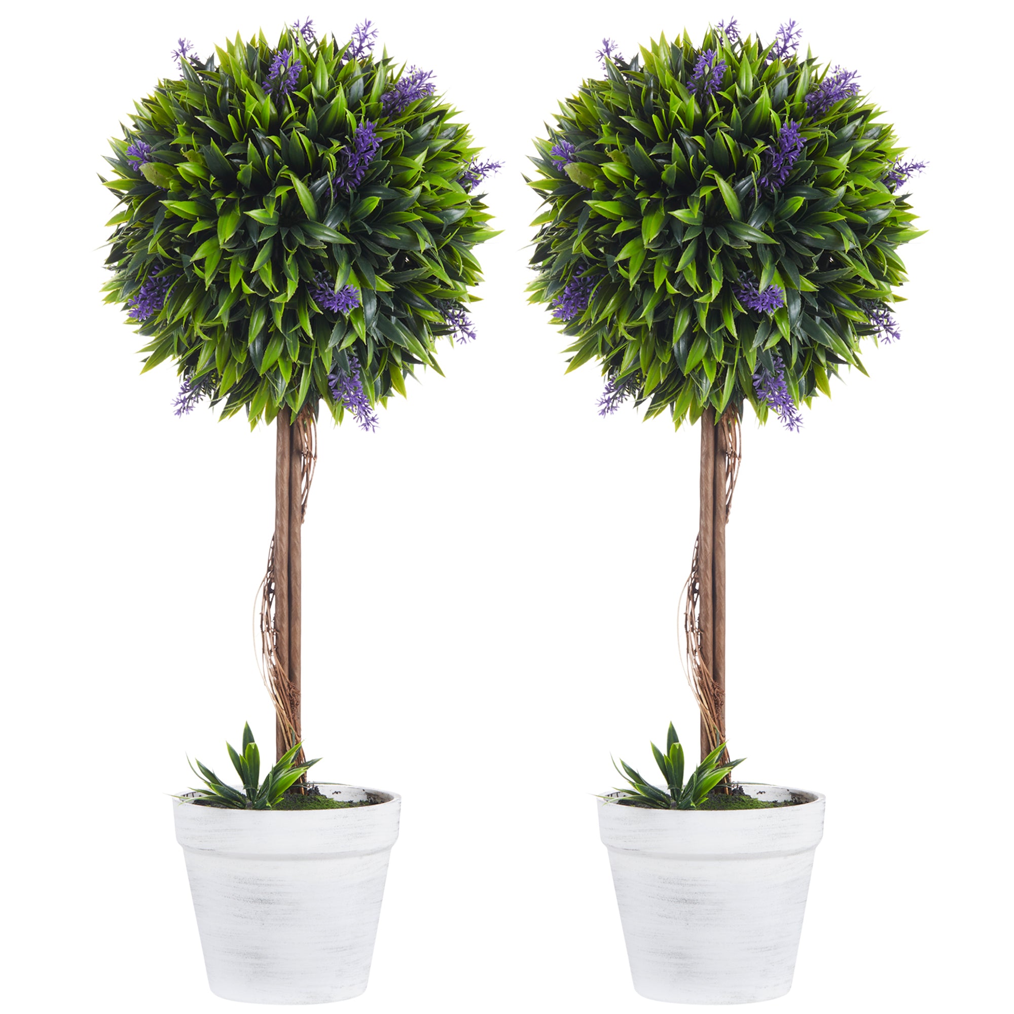 Artificial Lavender Plant, 60cm Potted Houseplant Set of 2, Indoor/Outdoor Use