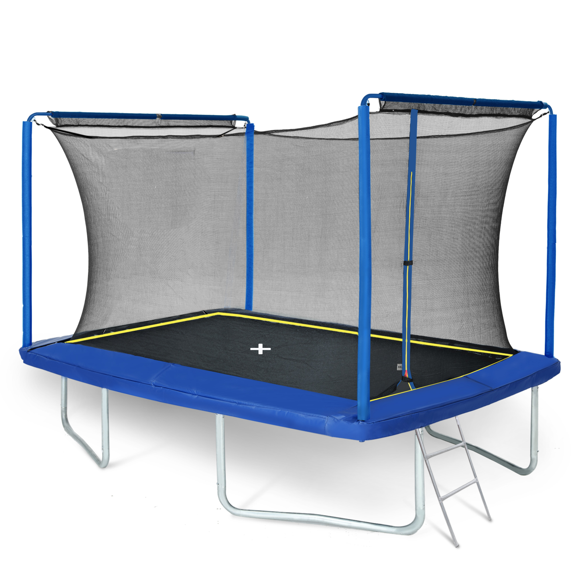 YC Rectangular Trampoline 244 x 366m for Outdoor Fitness and Fun, Black and Silver