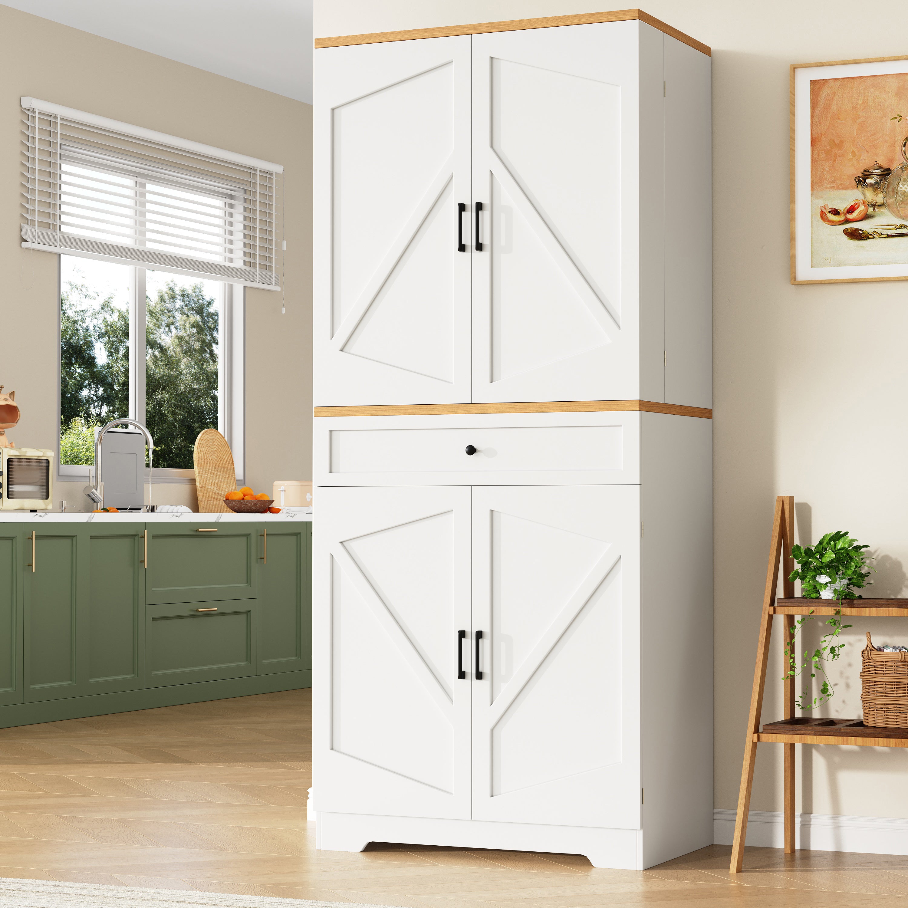 High Kitchen Cabinet 12 Doors & Drawers 80x40x180cm - MDF/Chipboard