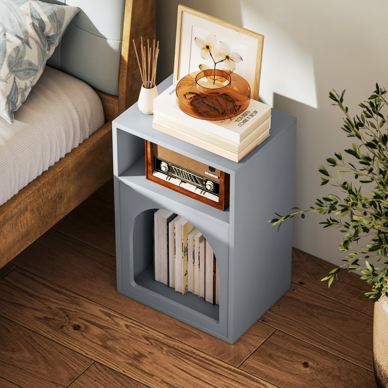Bedside Table, 2 Open Compartments - Grey