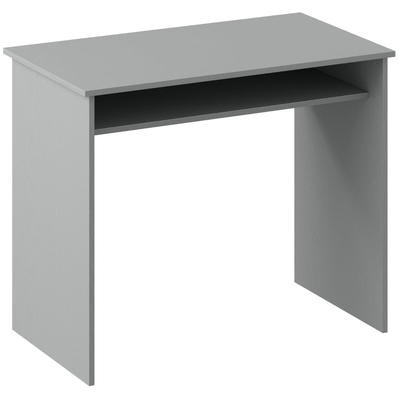 Modern Computer Desk, Small Writing Desk with Storage Shelf, Grey