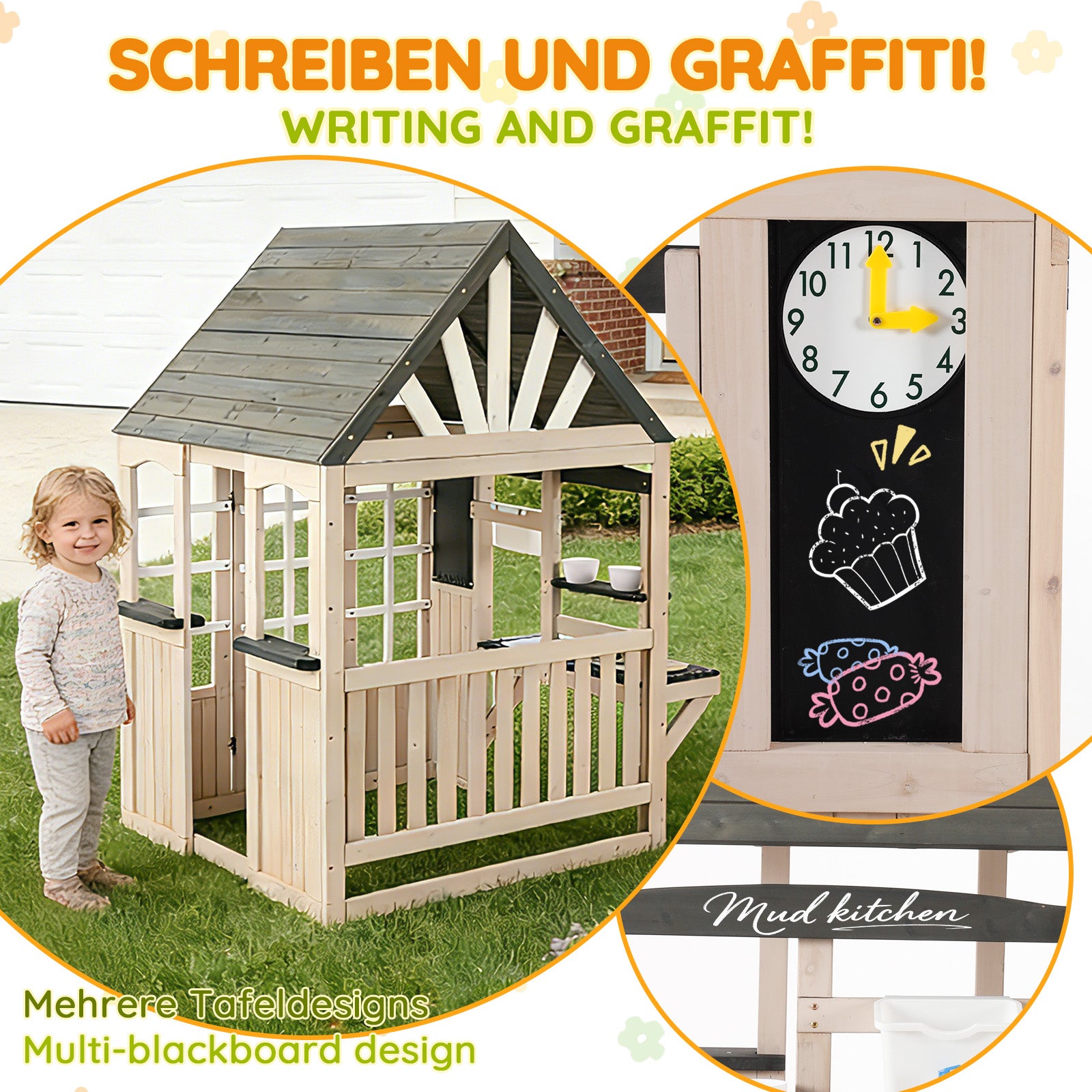 Outdoor Mud Kitchen with Real Tap and Garden Accessories, Wood