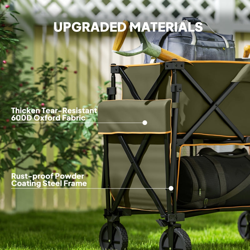 Double Decker Folding Trolley, 200KG & 350L Capacity Collapsible Extended, Grey