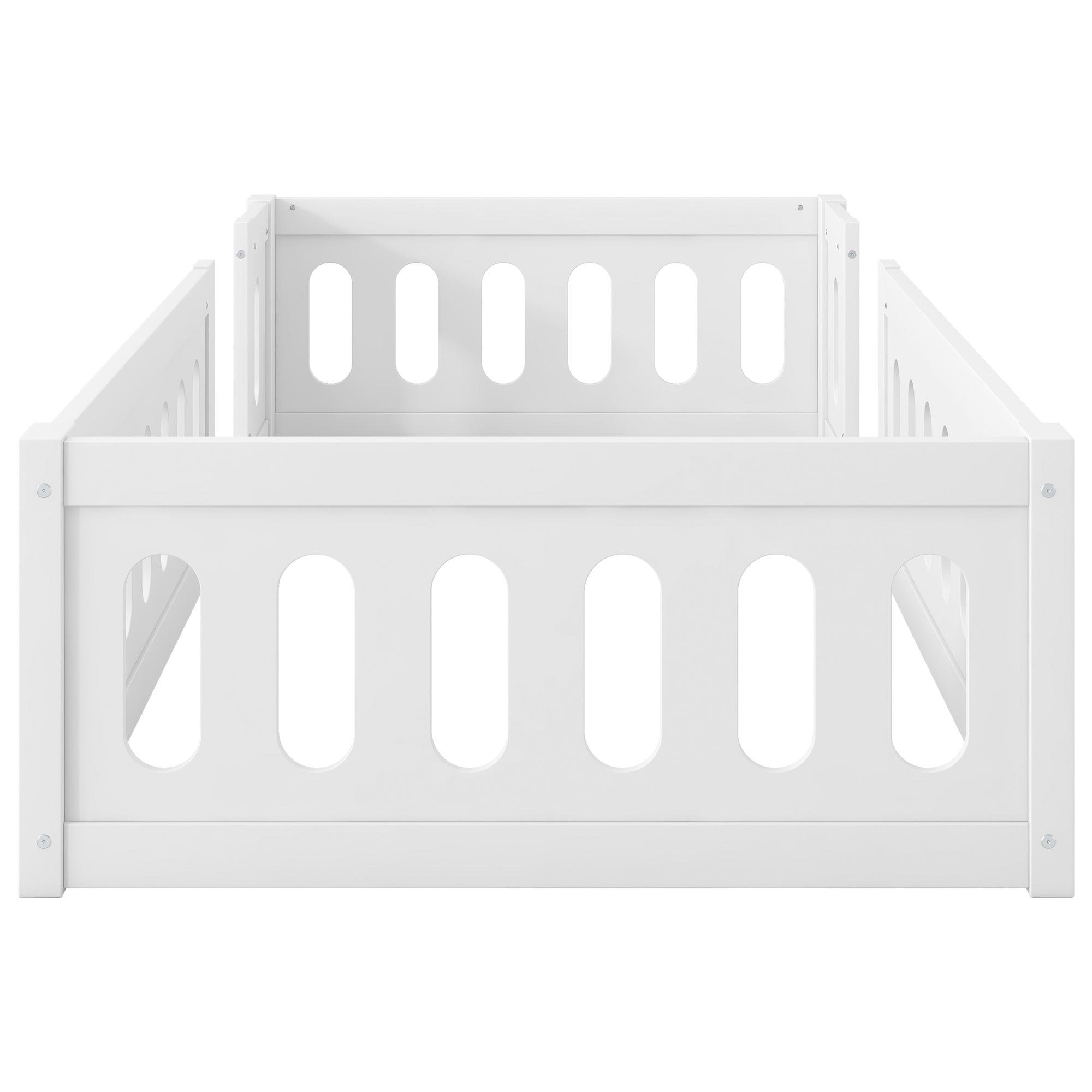 Wooden Platform Bed 90x200 with Railing, White