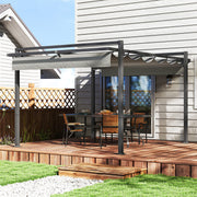 3 x 4m Retractable Pergola Garden Gazebo, Dark Grey Aluminium Frame