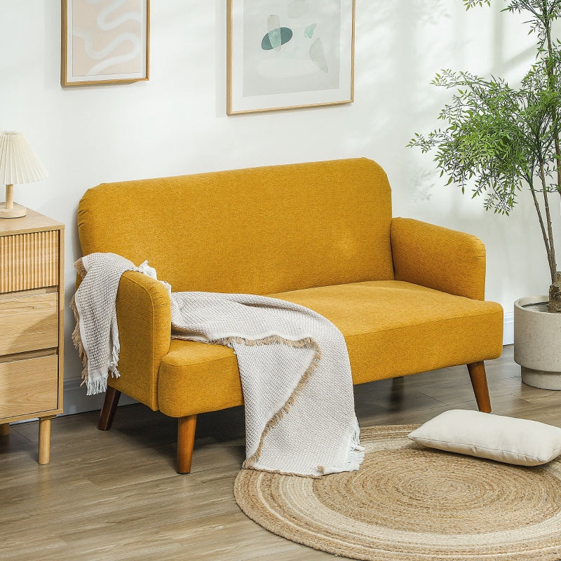 Velvet Feel 2 Seater Sofa with Thick Padding, Yellow