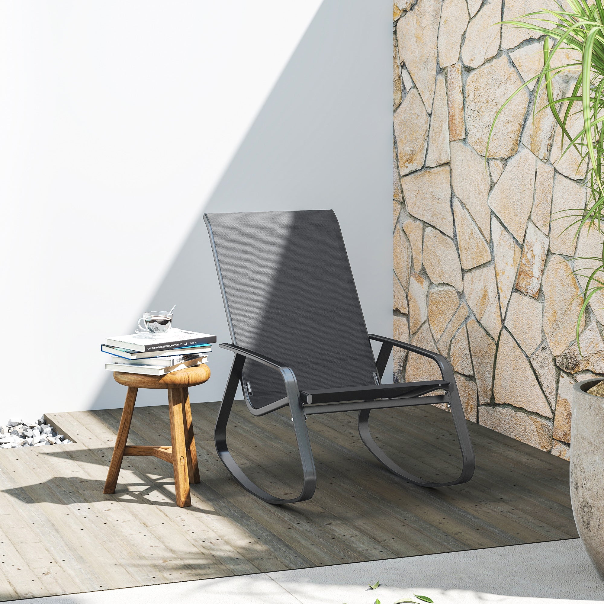 Rocking Garden Chair Outdoor Seating - Grey