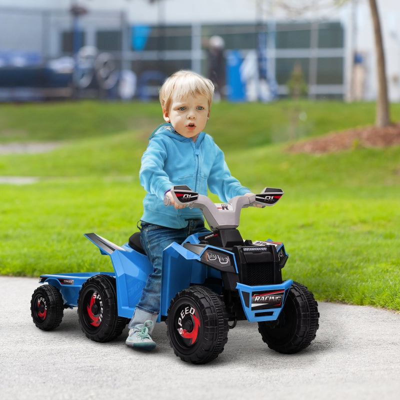 Kids' Quad, 2.5 km/h, Rechargeable, Trailer, Blue