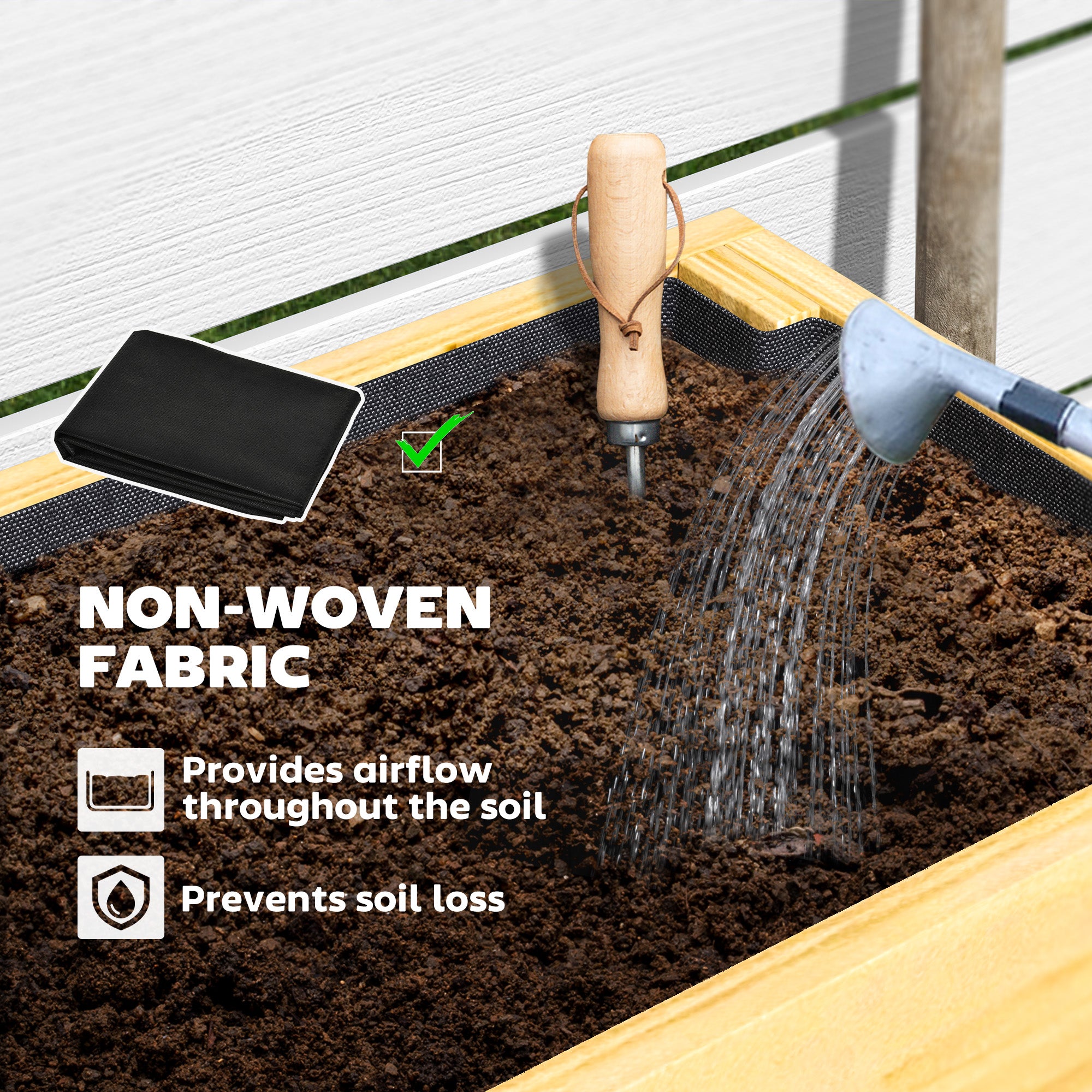 Wooden Raised Garden Bed Elevated Planter Box with Storage Shelf Natural Wood Finish