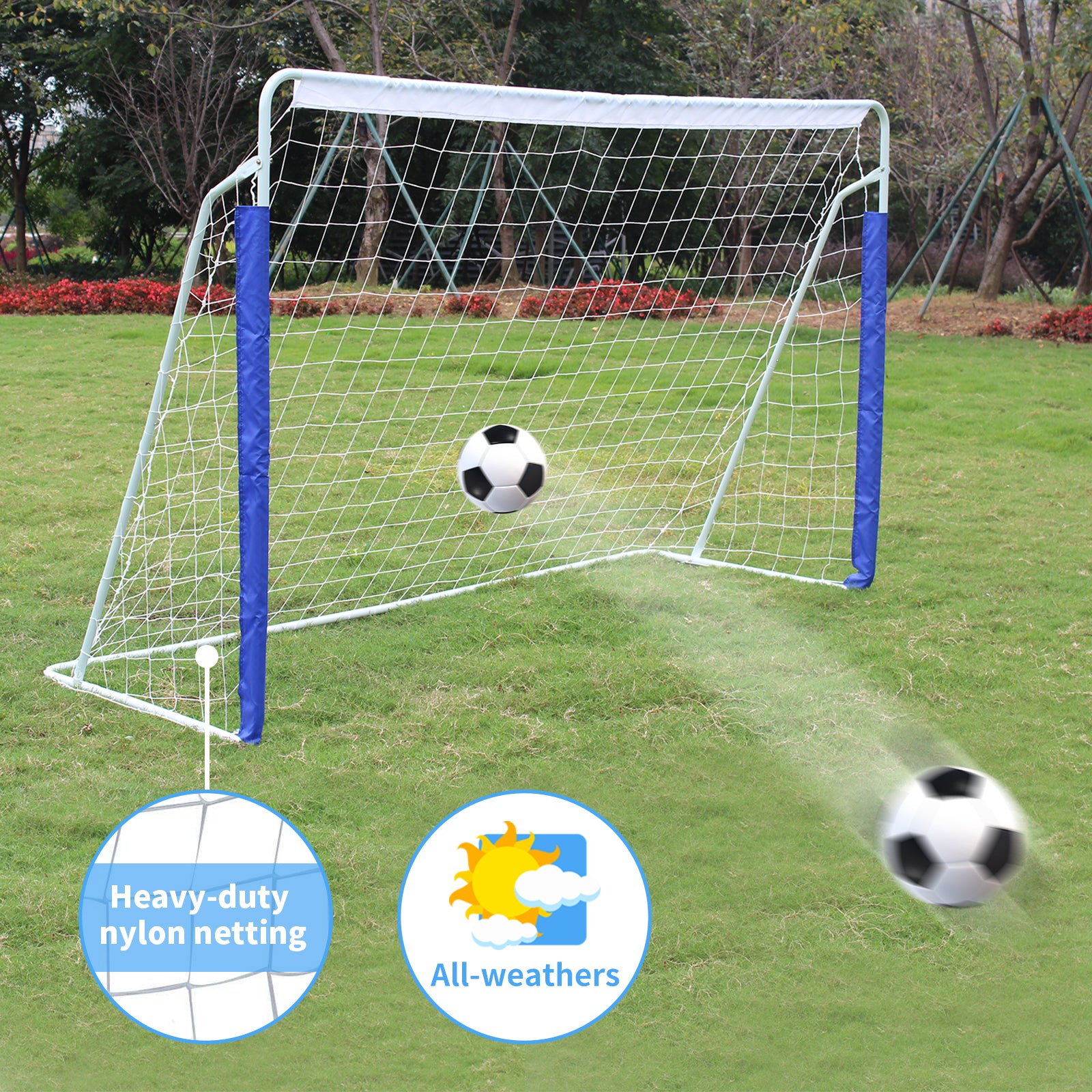 Soccer Goals 8x5FT Portable Collapsible Quick Setup Metal Base