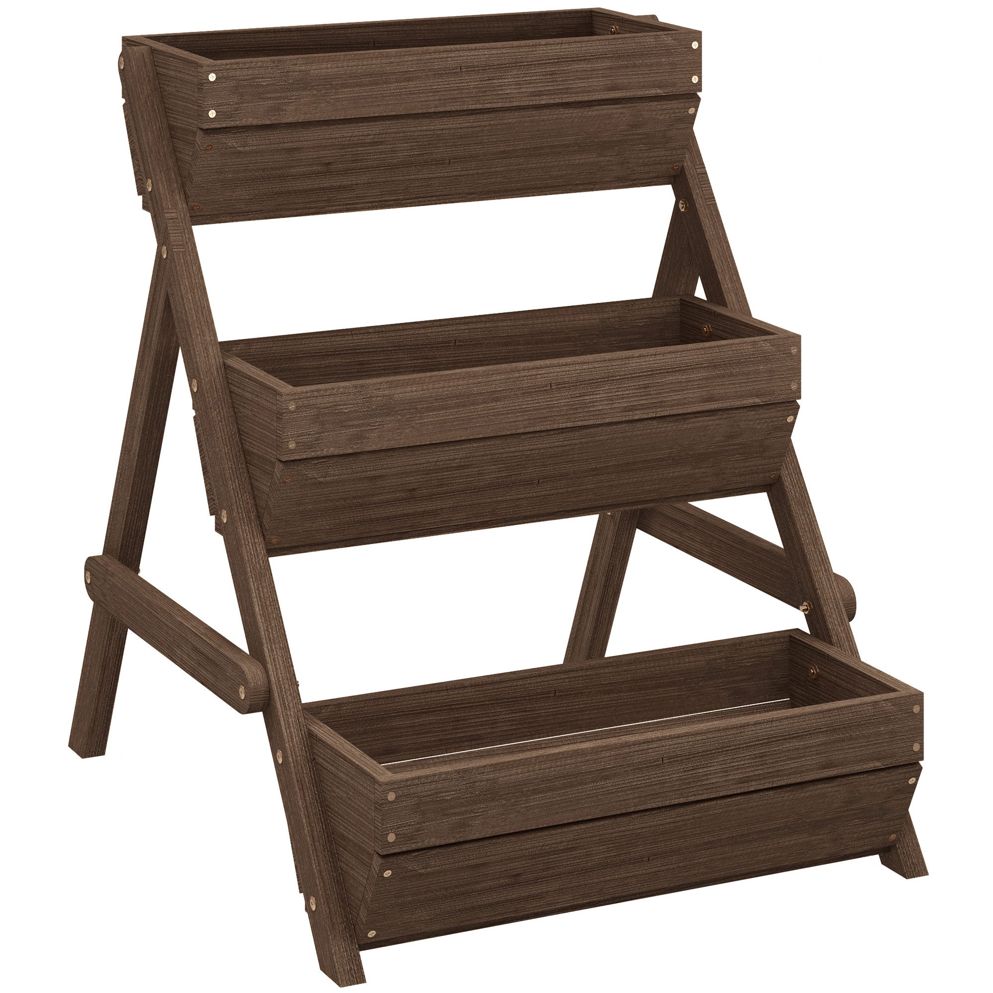3 Tier Raised Garden Bed Elevated Planter Box Kit, Wooden Tan