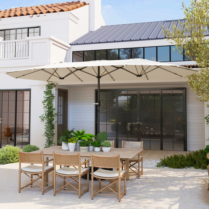 Double Parasol, 436 x 260 cm, UV Protection, Steel, Beige
