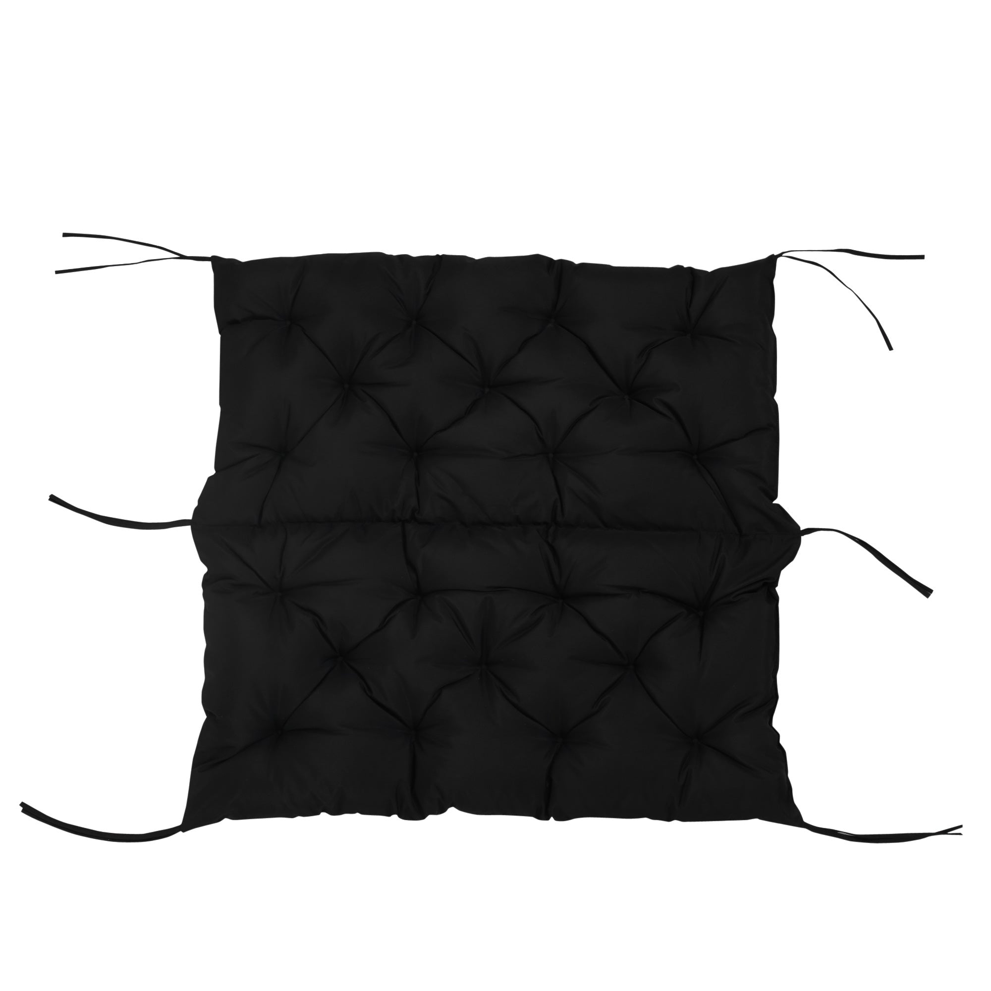 3-Seater Bench Cushion with Ties, Outdoor/Indoor, Black