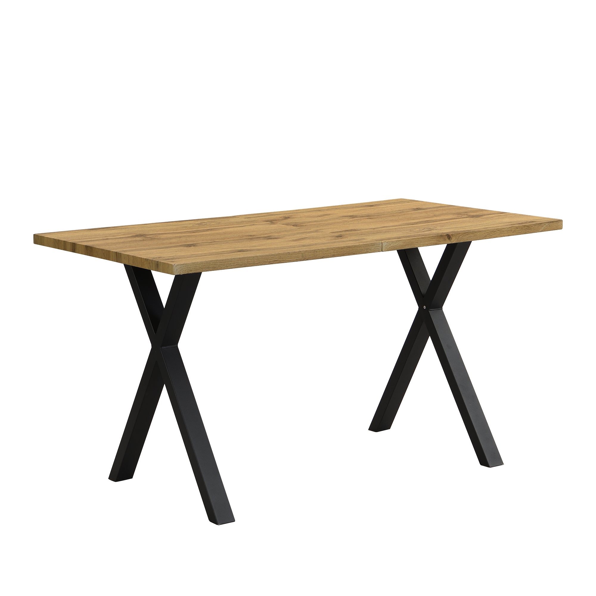 Dining Table Rectangular Crossed Legs 140x80x76cm - Oak/Black