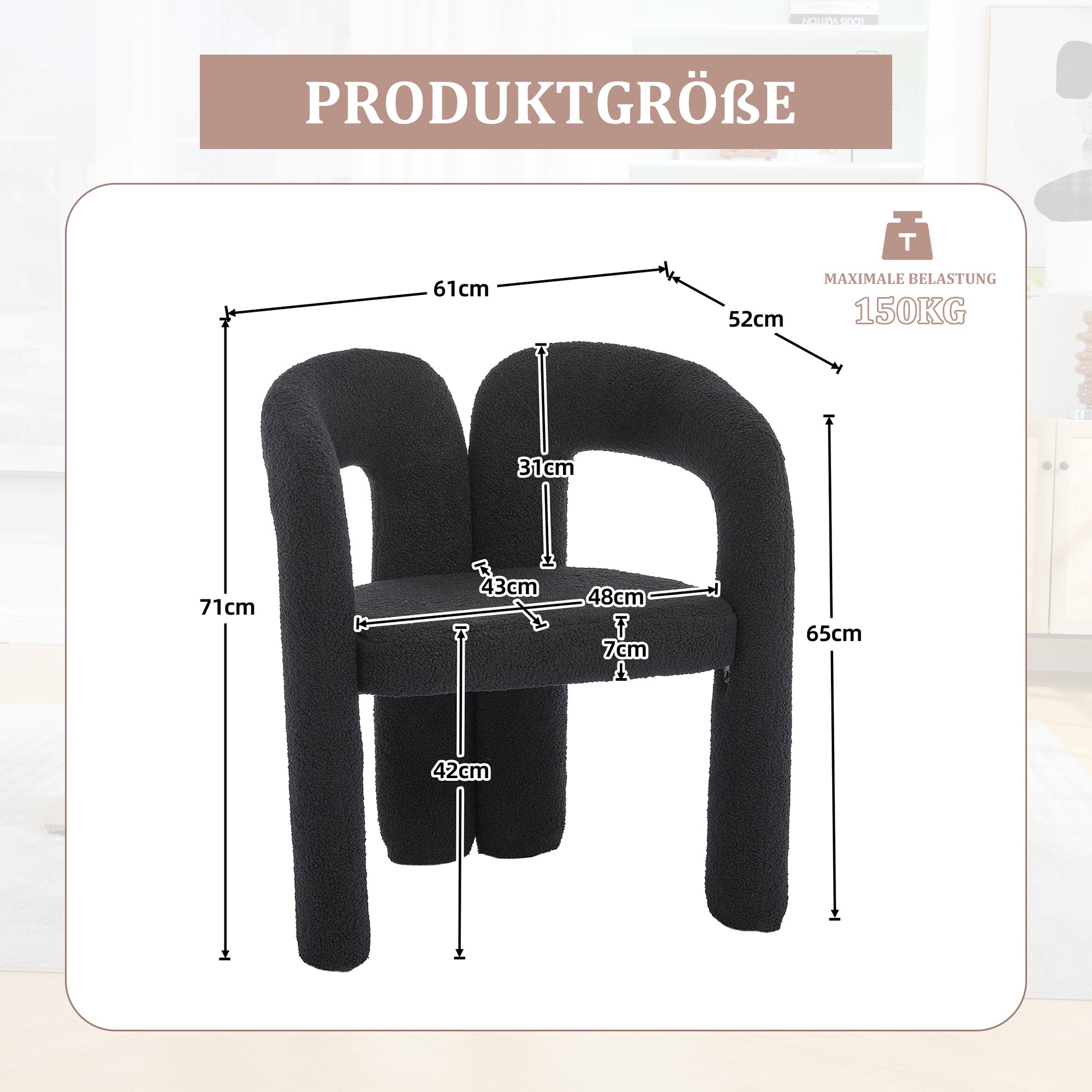 Premium Armchair, Ergonomic with Back Support, Teddy Pile