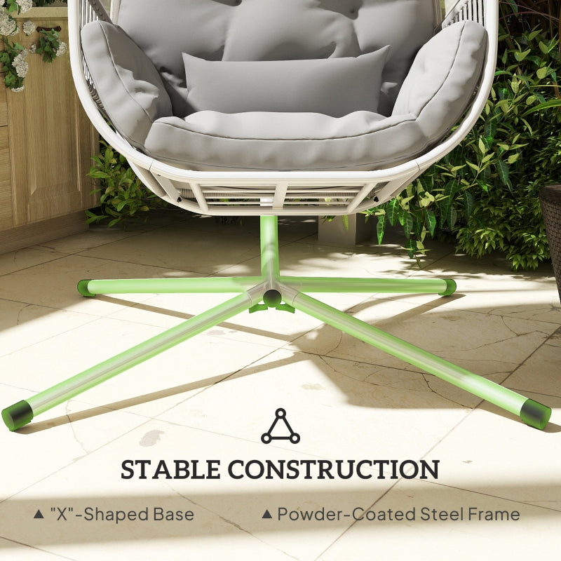 Hanging Egg Chair Swing Hammock with Stand, Cushions, Adjustable Height Steel Frame, Light Grey