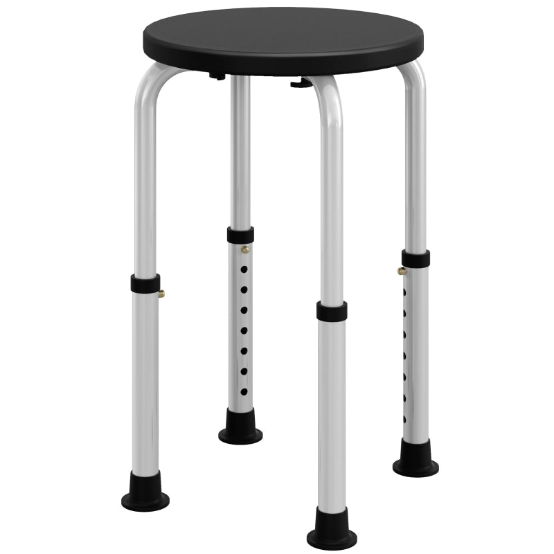 Shower Chair/Stool, Height Adjustable with Non-Slip Feet, Aluminium Black