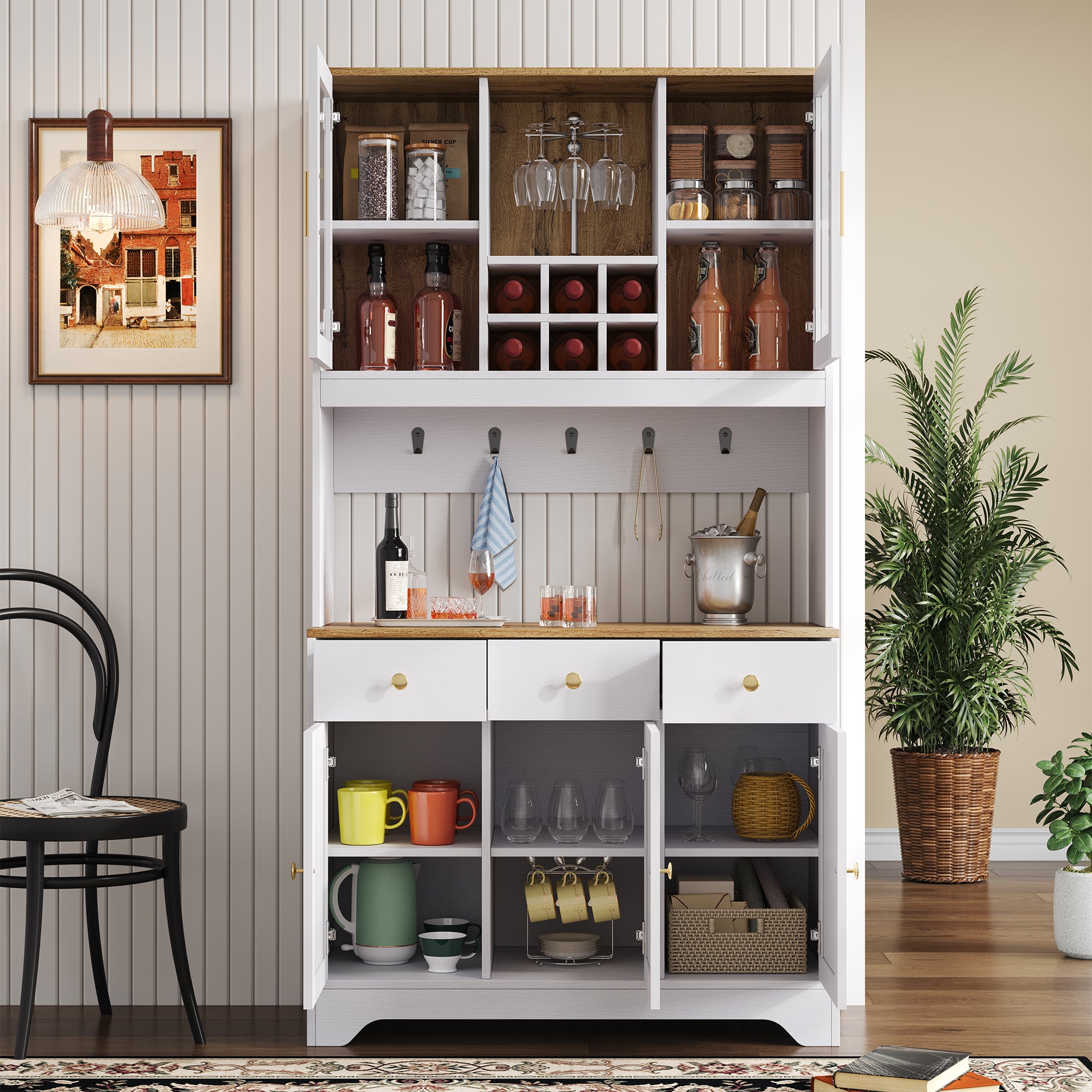 Sideboard Tall Cabinet 94.5x30x175.5 cm White Wood Grain