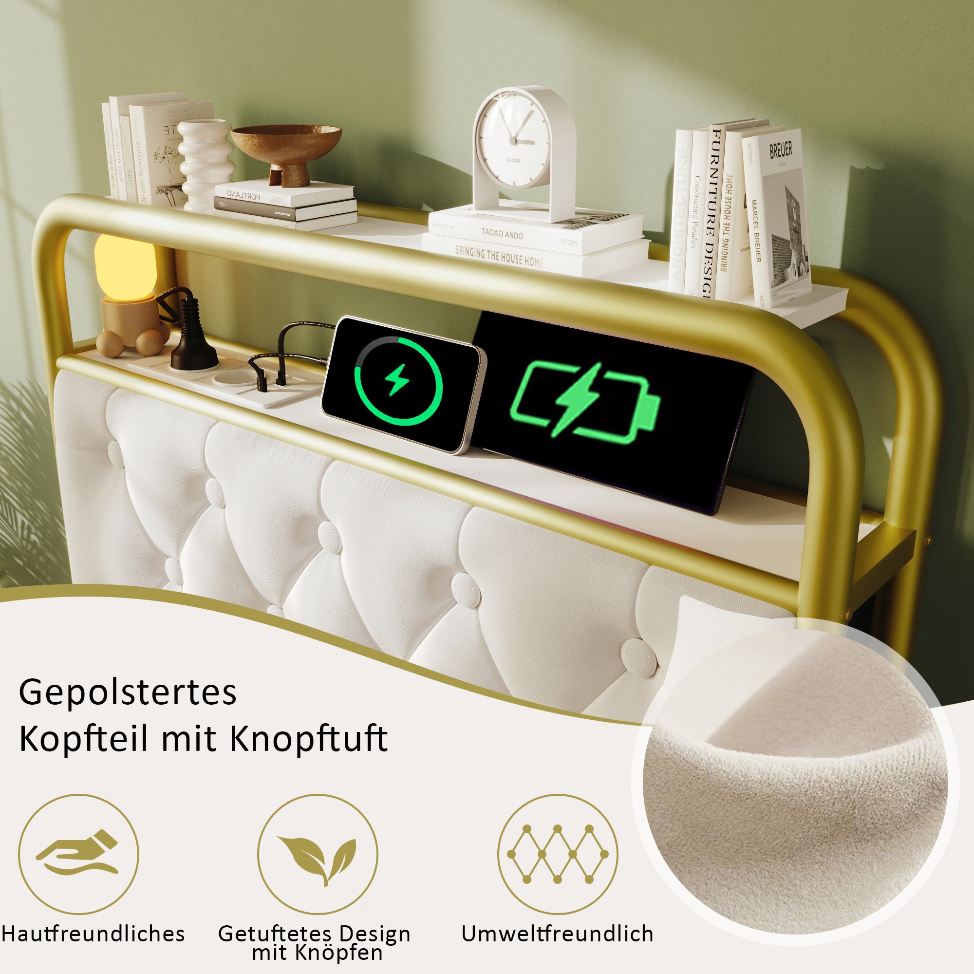 Upholstered Single Bed with USB-C Charging, LED & 2 Drawers, Velvet