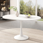 Modern Extendable Round Dining Table, 100–140 cm, 4–6 People, Space-Saving, White