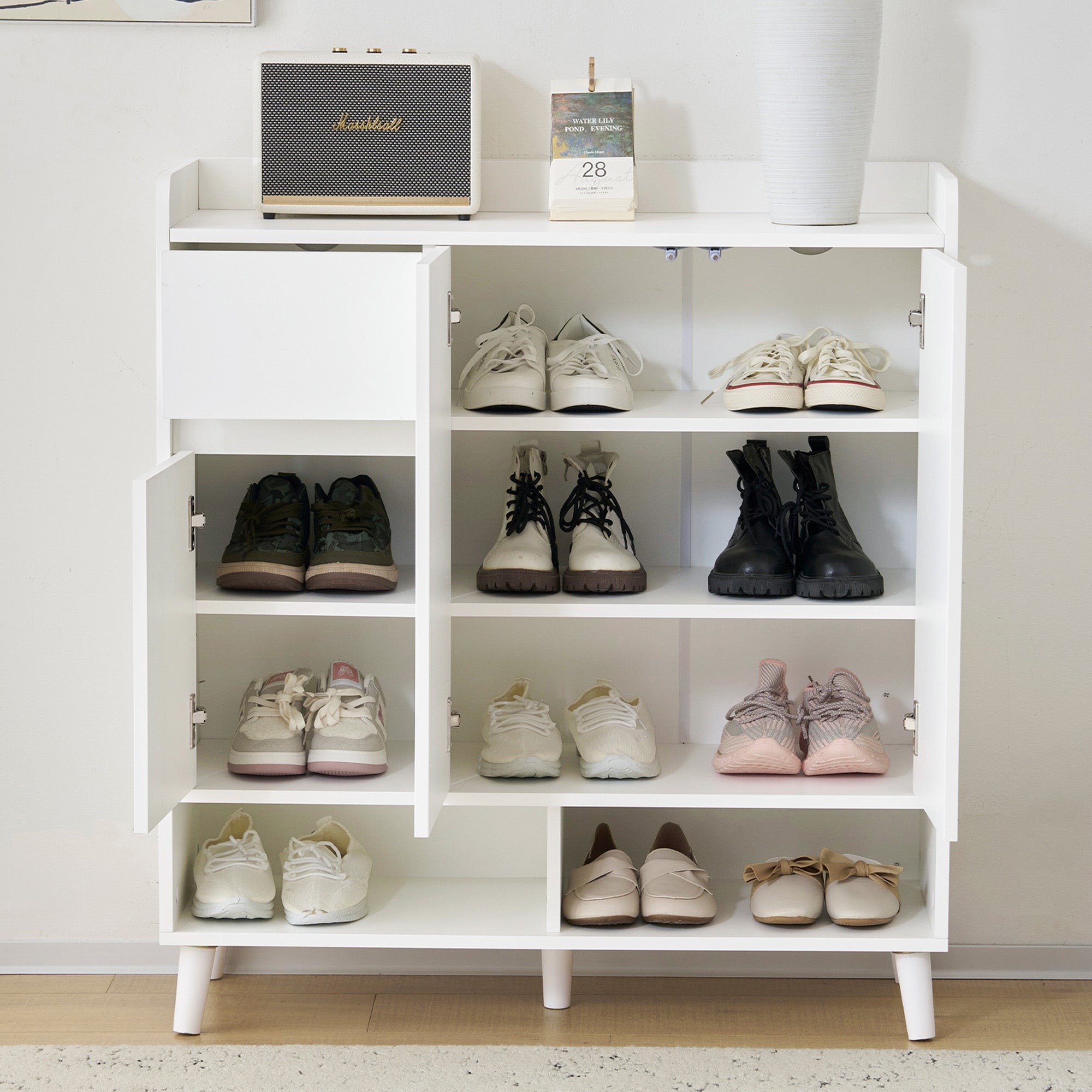 Chest of drawers with adjustable shelves, minimalist home organizer, solid wood