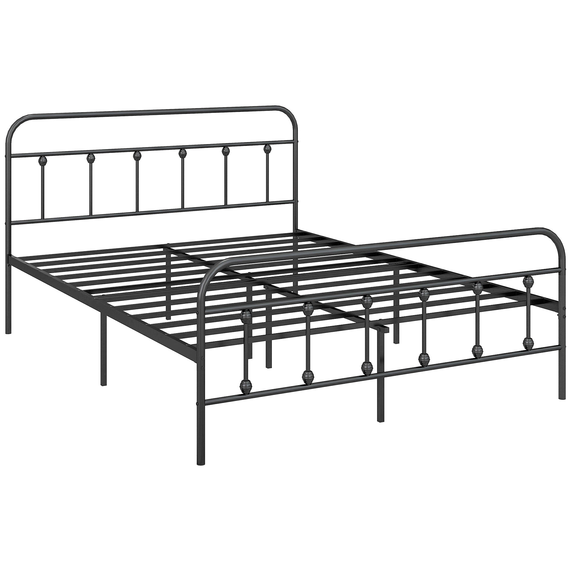 Double Bed Frame Minimalistic Metal Black