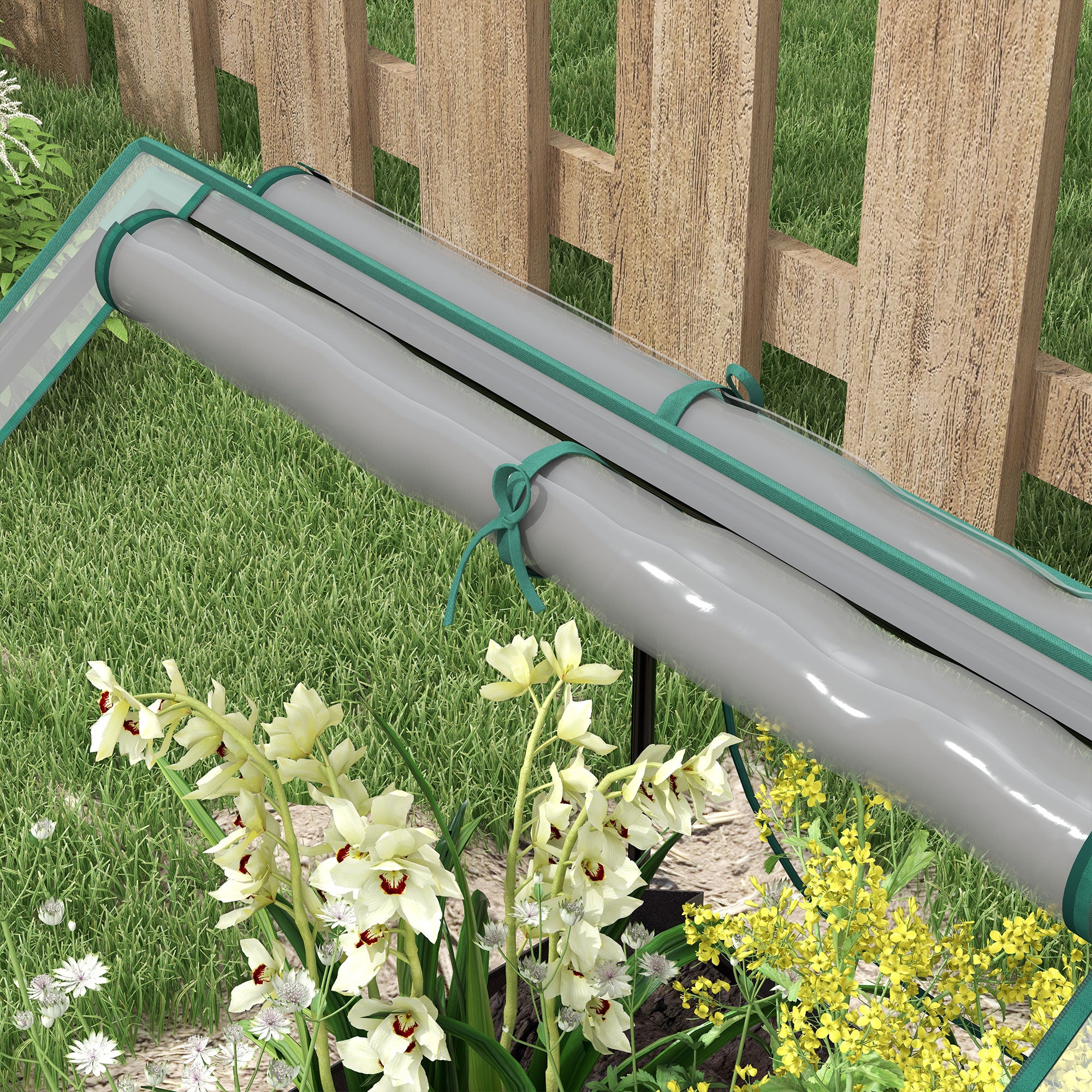 Garden Planter Bed, 61 x 61cm with Cover, Grey