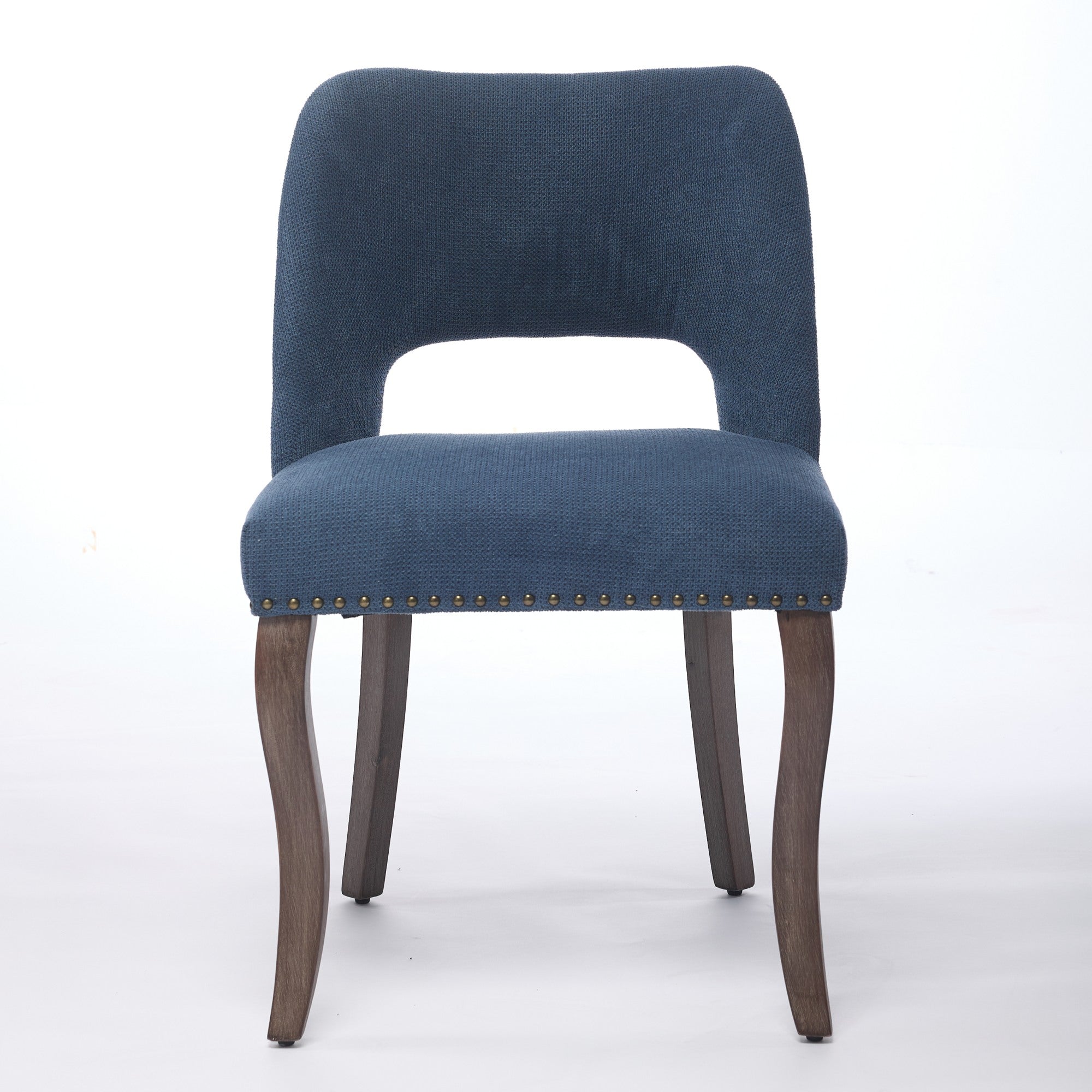 Wooden Dining Chairs Set of 2, Modern Upholstered Kitchen Chairs, Blue Fabric