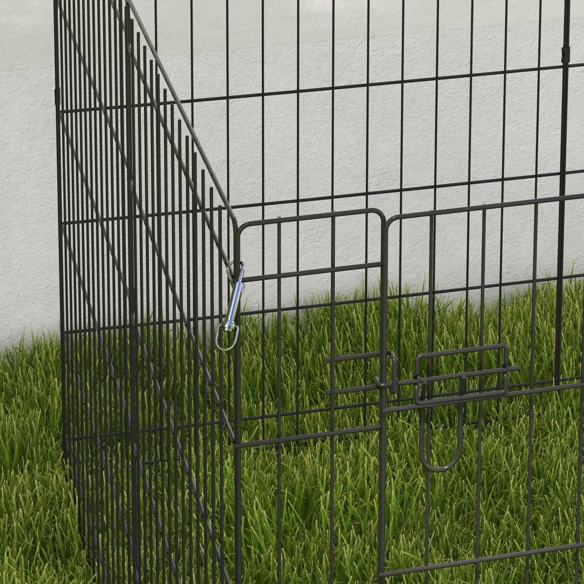 Puppy Playpen 8-Piece Set 76cm High Outdoor Enclosure, Metal Black