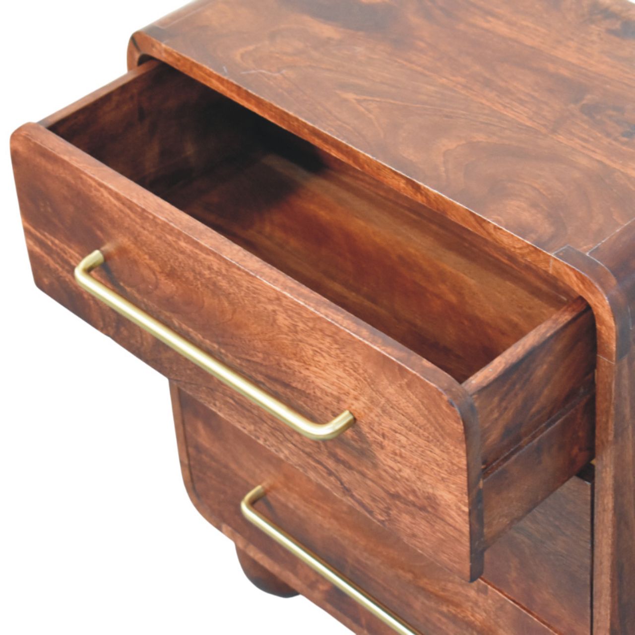 Solid Wood Rounded Chest, 3-Drawer, Brown