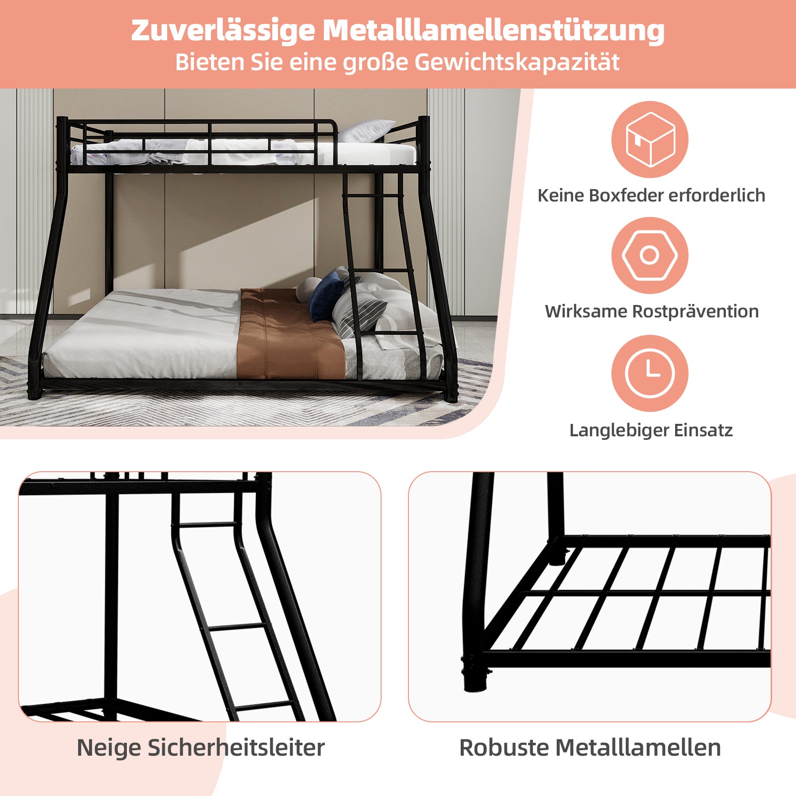 Bunk Bed, Twin Over Full, Metal
