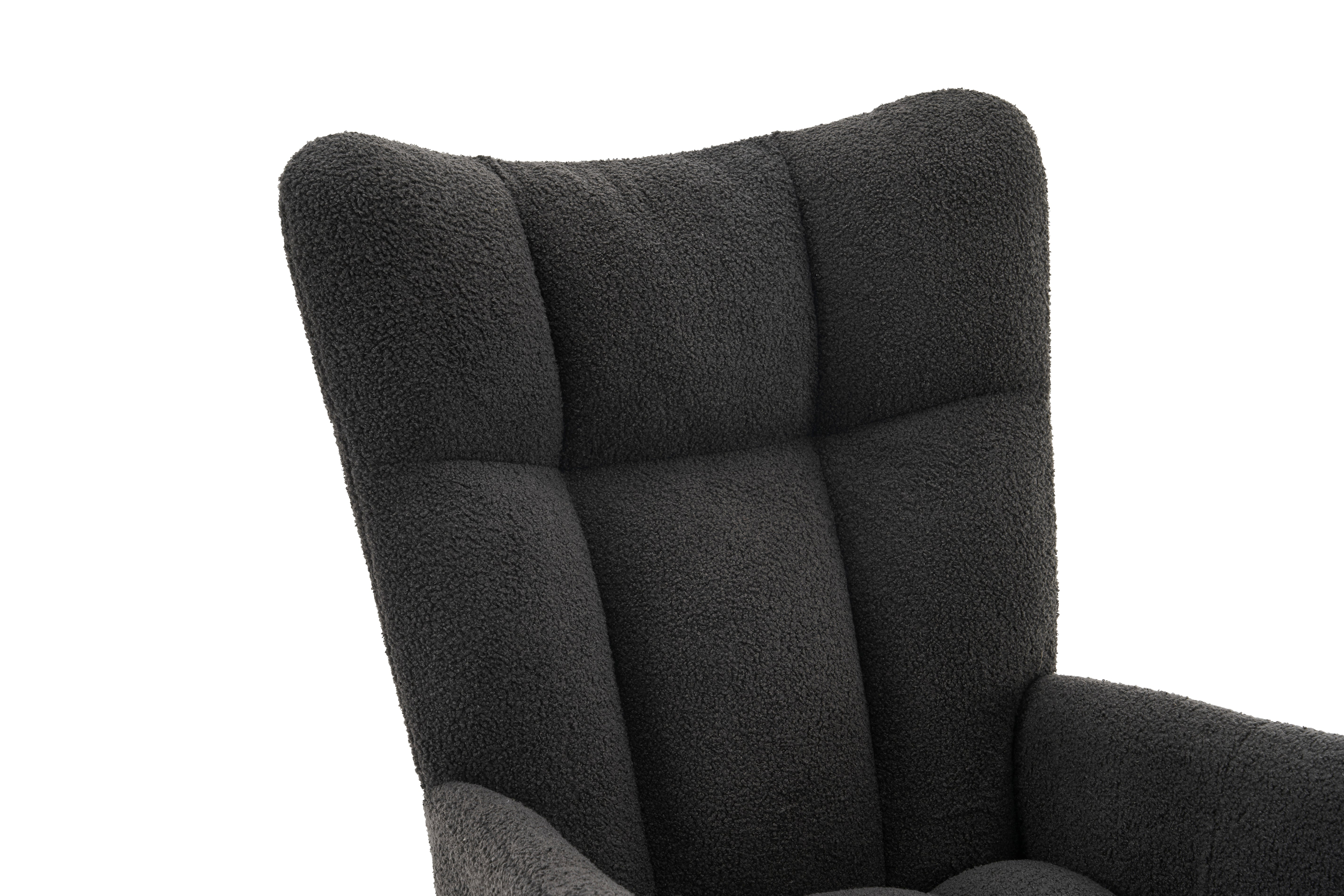 Modern Rocking Chair, High Backrest Armrests, Grey