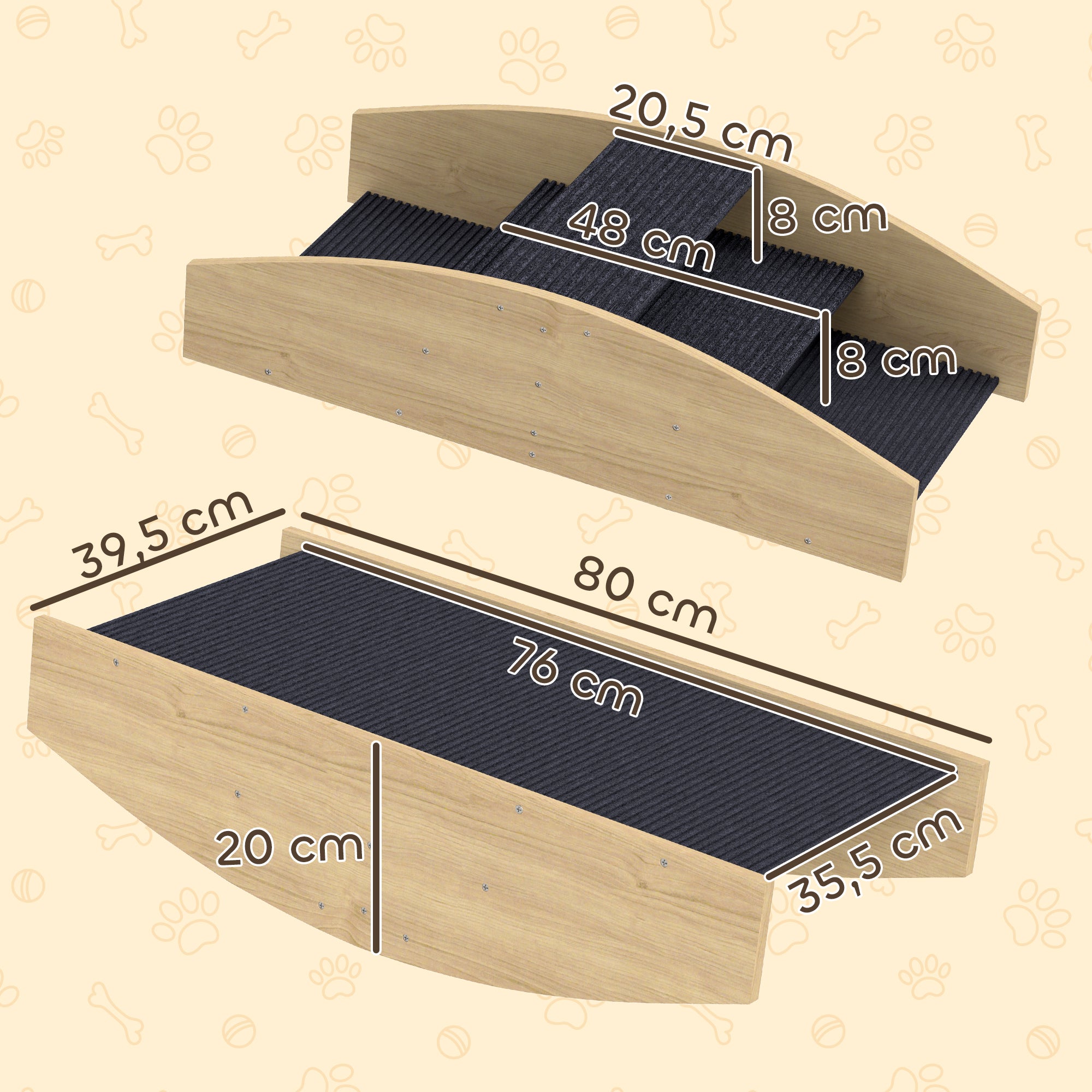 2-in-1 Dog Seesaw, Agility Ramp for Small & Medium Dogs, Natural Wood