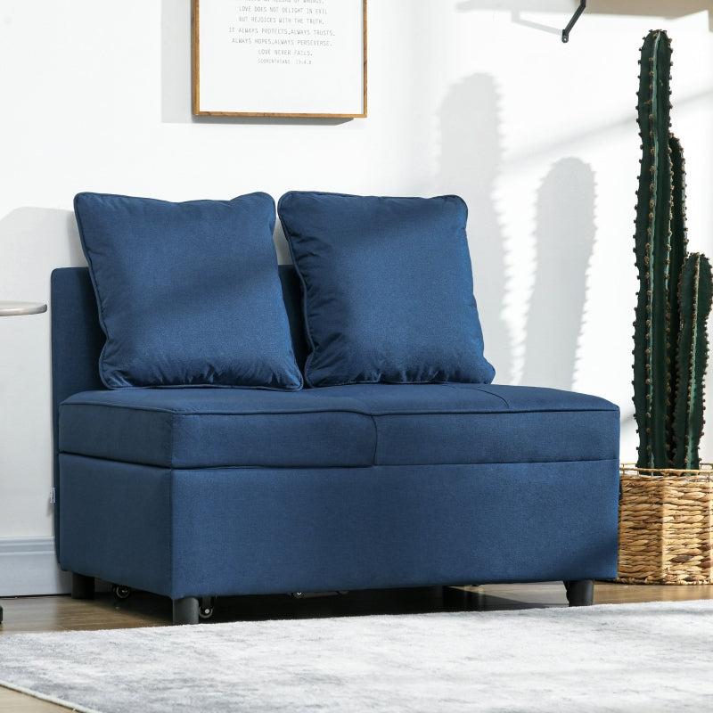 Convertible Single Sofa Bed, 3-in-1 Sleeper Chair, Blue