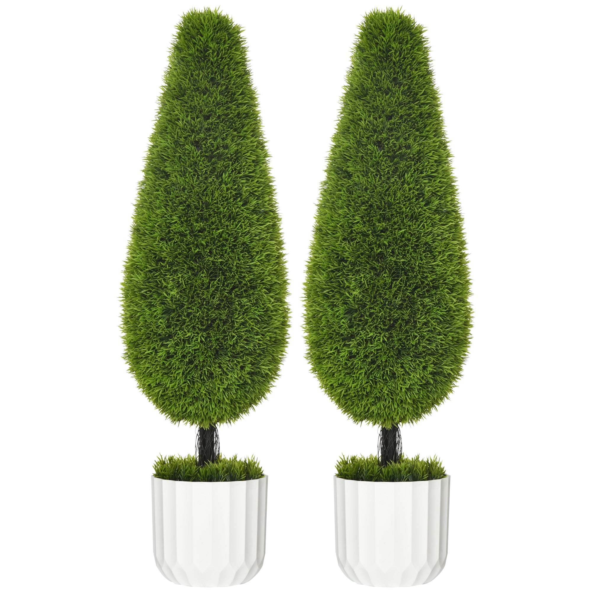 Artificial Cypress Plant Set of 2, 90cm Houseplant with Pot & Moss, Indoor/Outdoor Decor