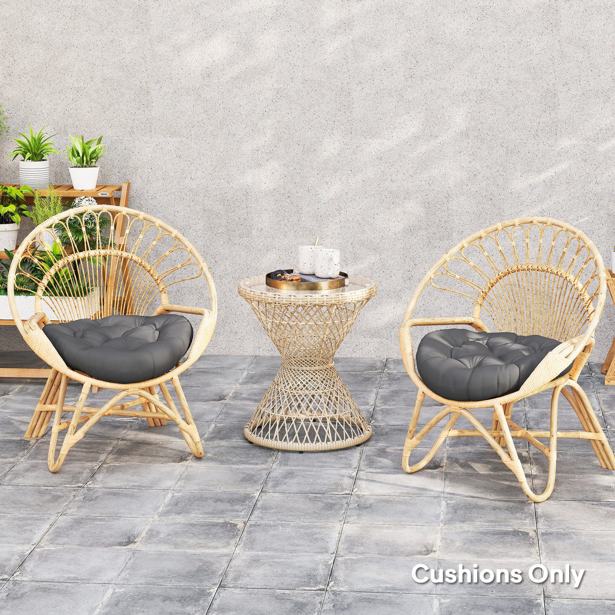 Outdoor Cushions, Set of Two Round Φ60cm, Dark Grey